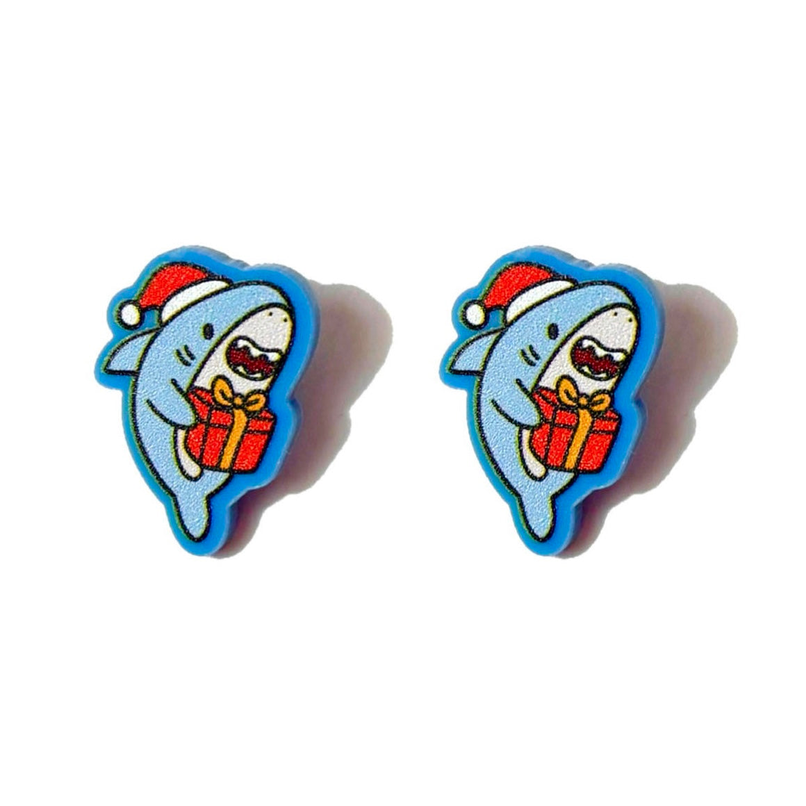 Santa Hat Shark Post Earrings