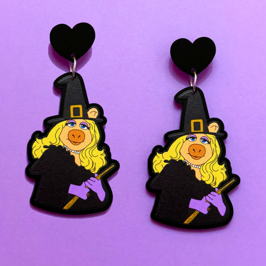 Witch Piggy Drop Earrings