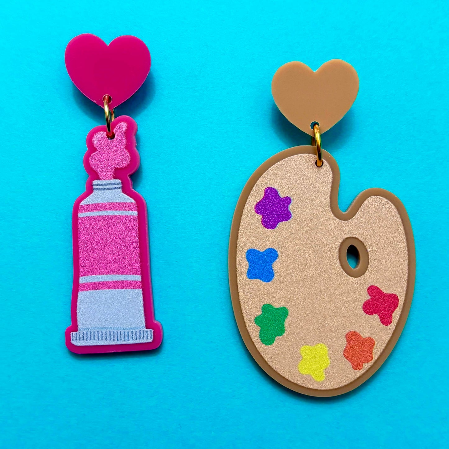 Paintbrush & Palette Drop Earrings