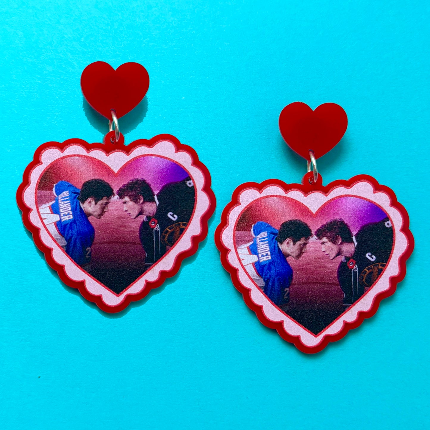 Shane & Ilya Red Heart Drop Earrings