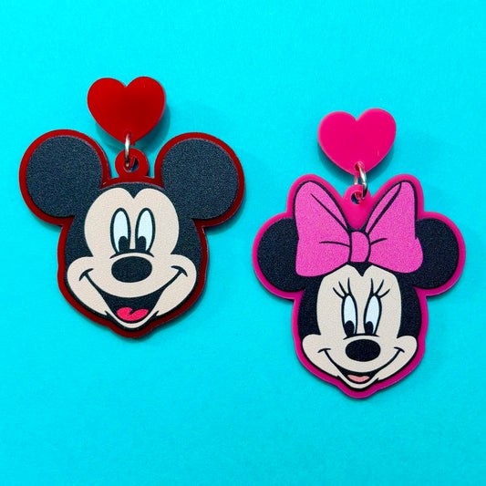 Modern Mouse Couple Drop Earrings