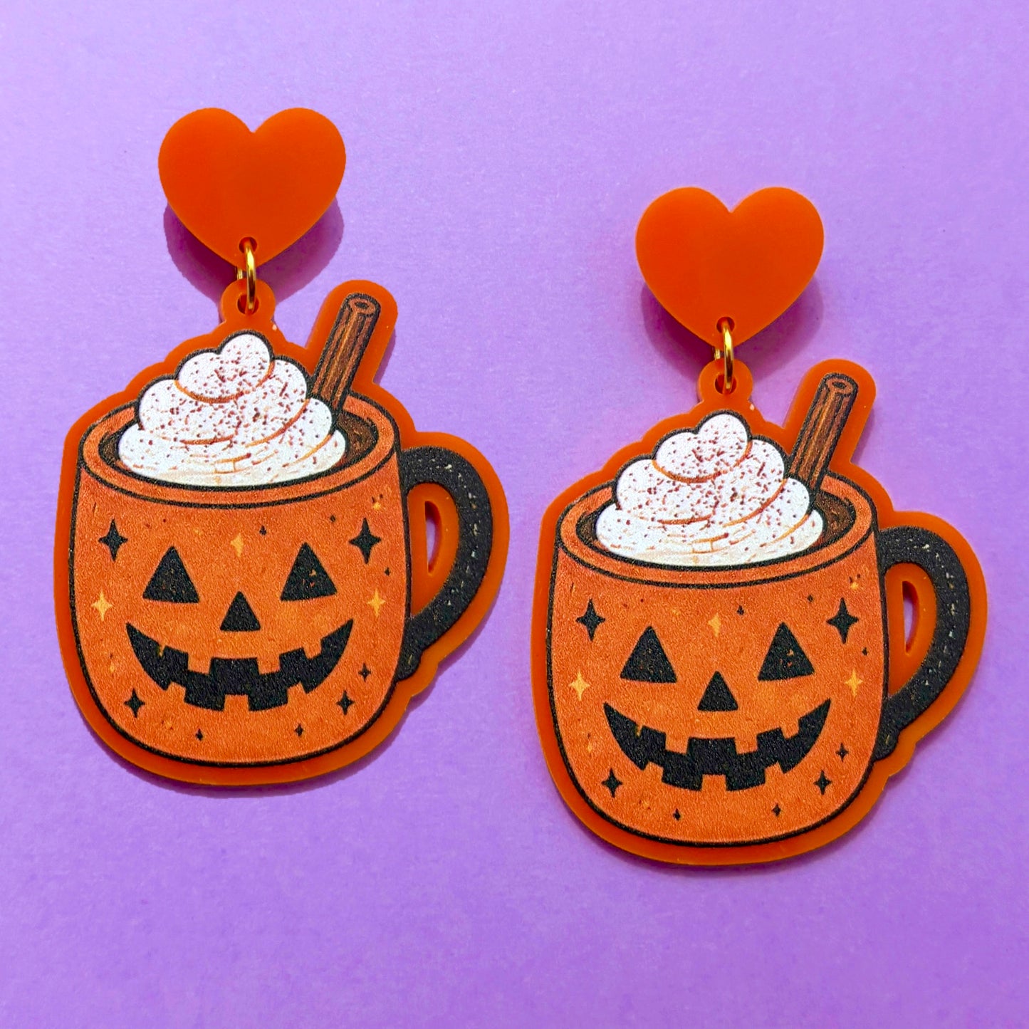 Jack-o’-lantern Mug Drop Earrings
