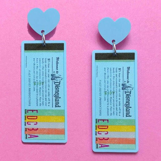 Retro Park Ticket Book Drop Earrings