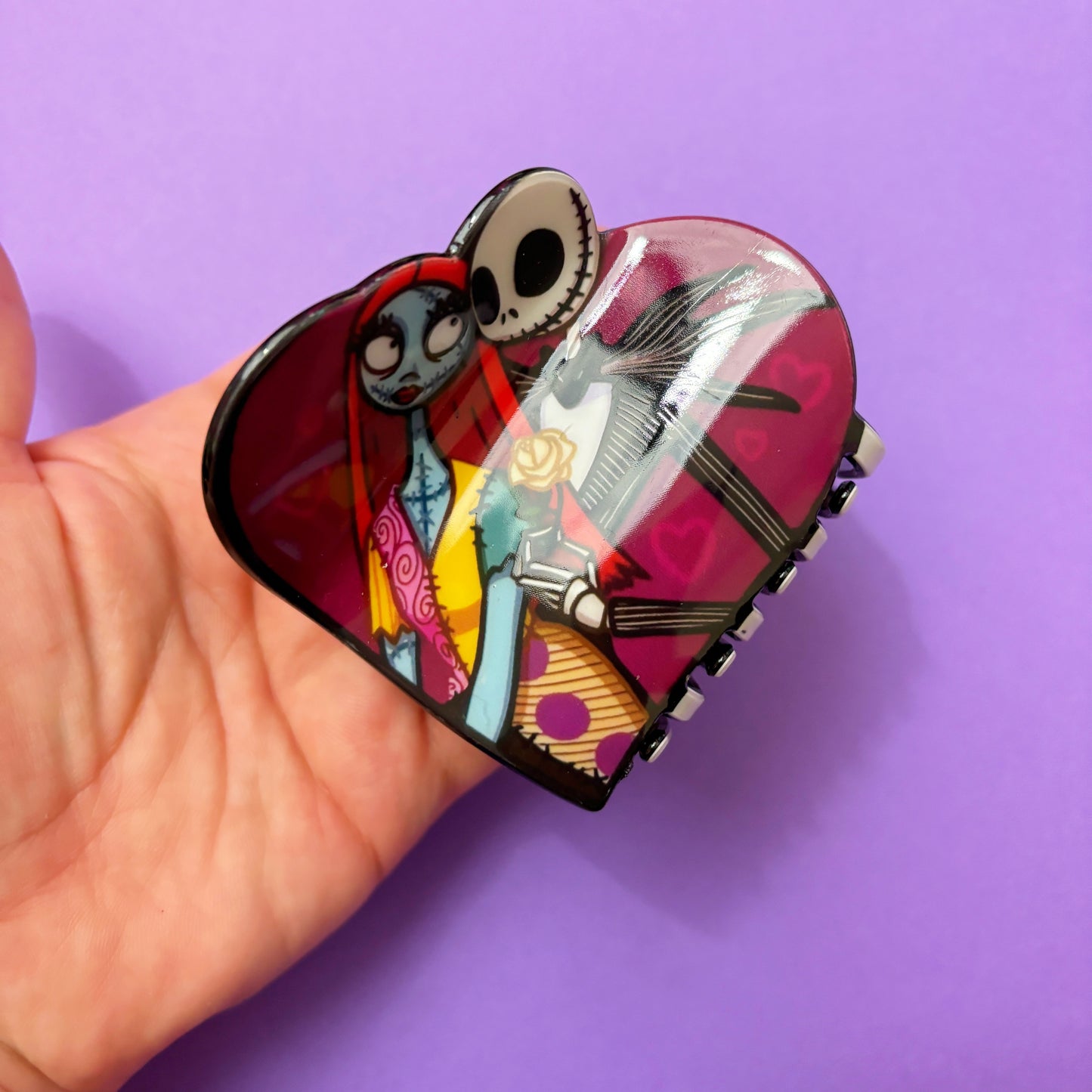 Jack & Sally Heart Hair Claw Clip