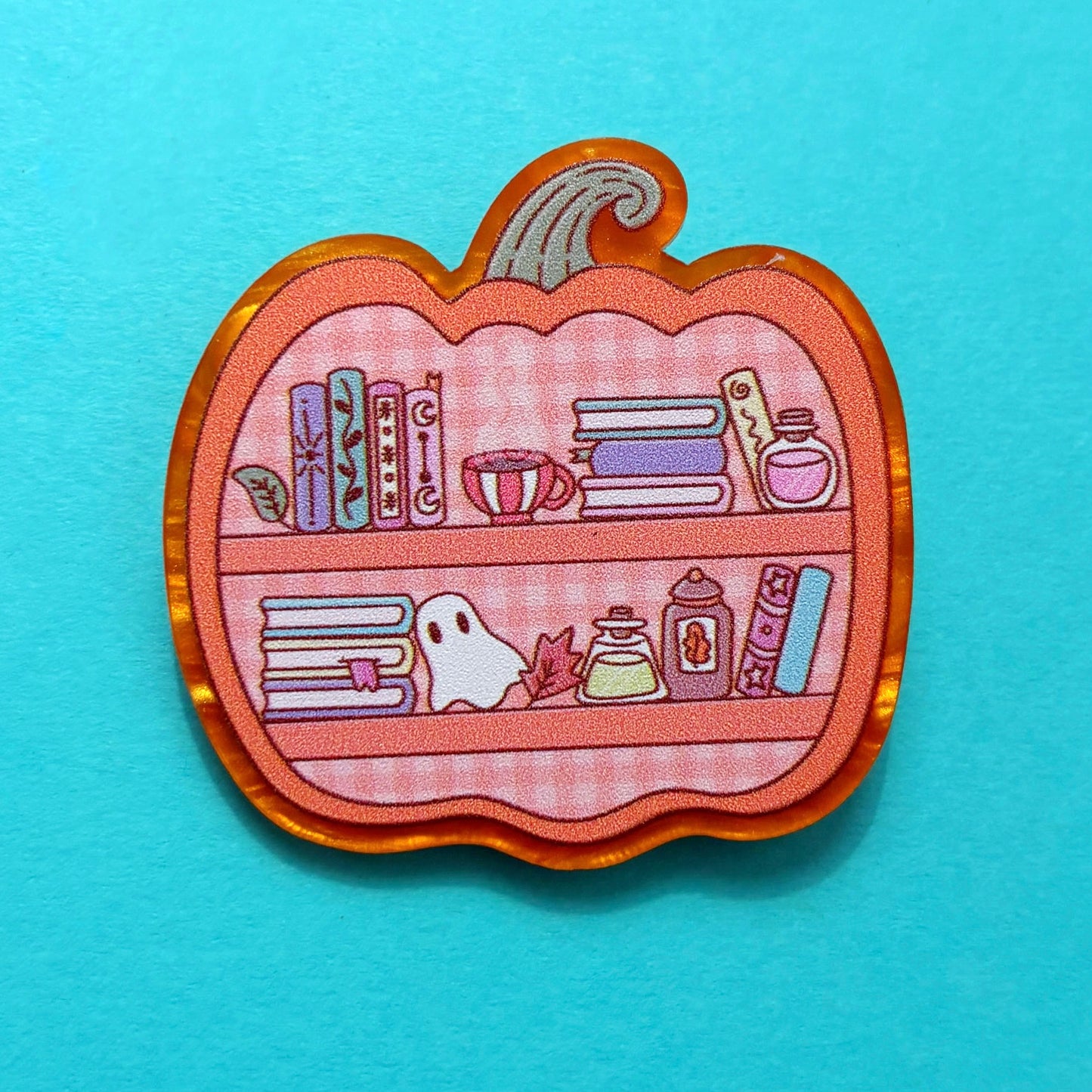 Pumpkin Bookshelf Pin