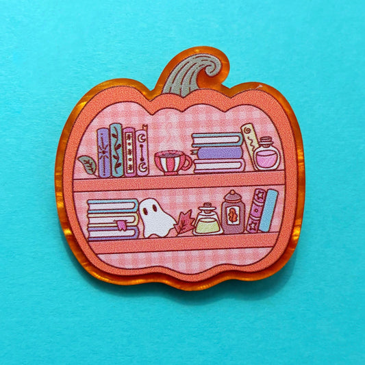 Pumpkin Bookshelf Pin