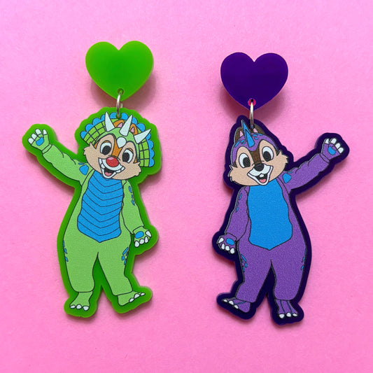 Chipmunk Dinos Drop Earrings