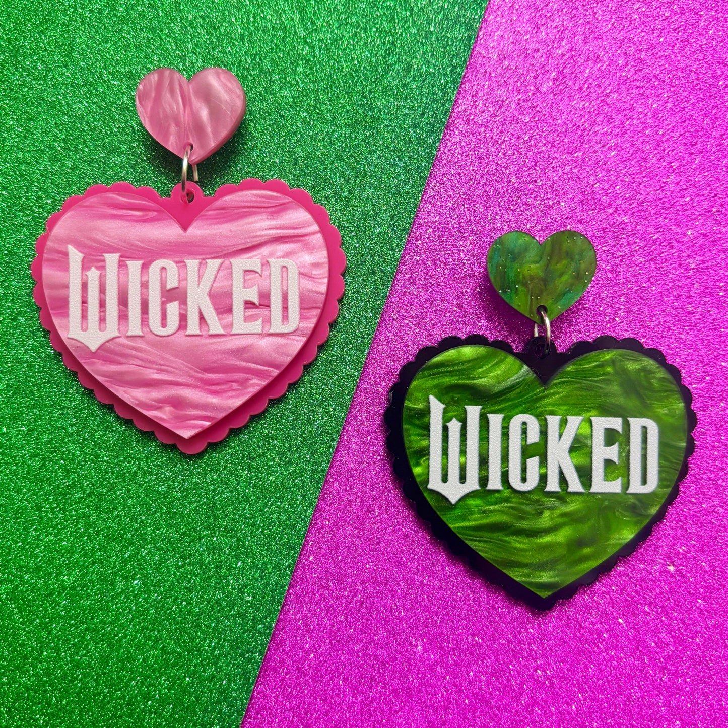 Wicked Marble Heart Drop Earrings