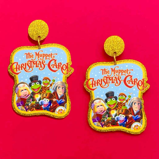 Puppet Christmas Carol Glitter Drop Earrings