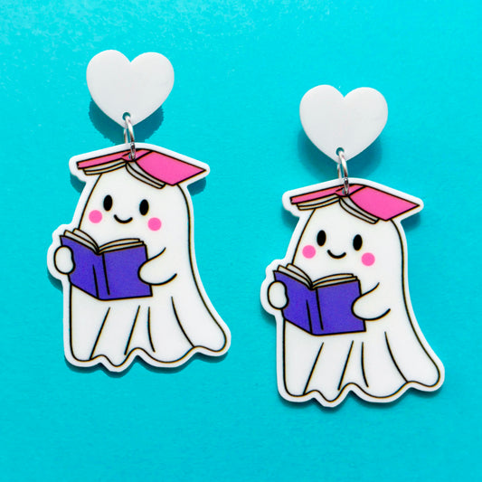 Silly Bookish Ghost Drop Earrings