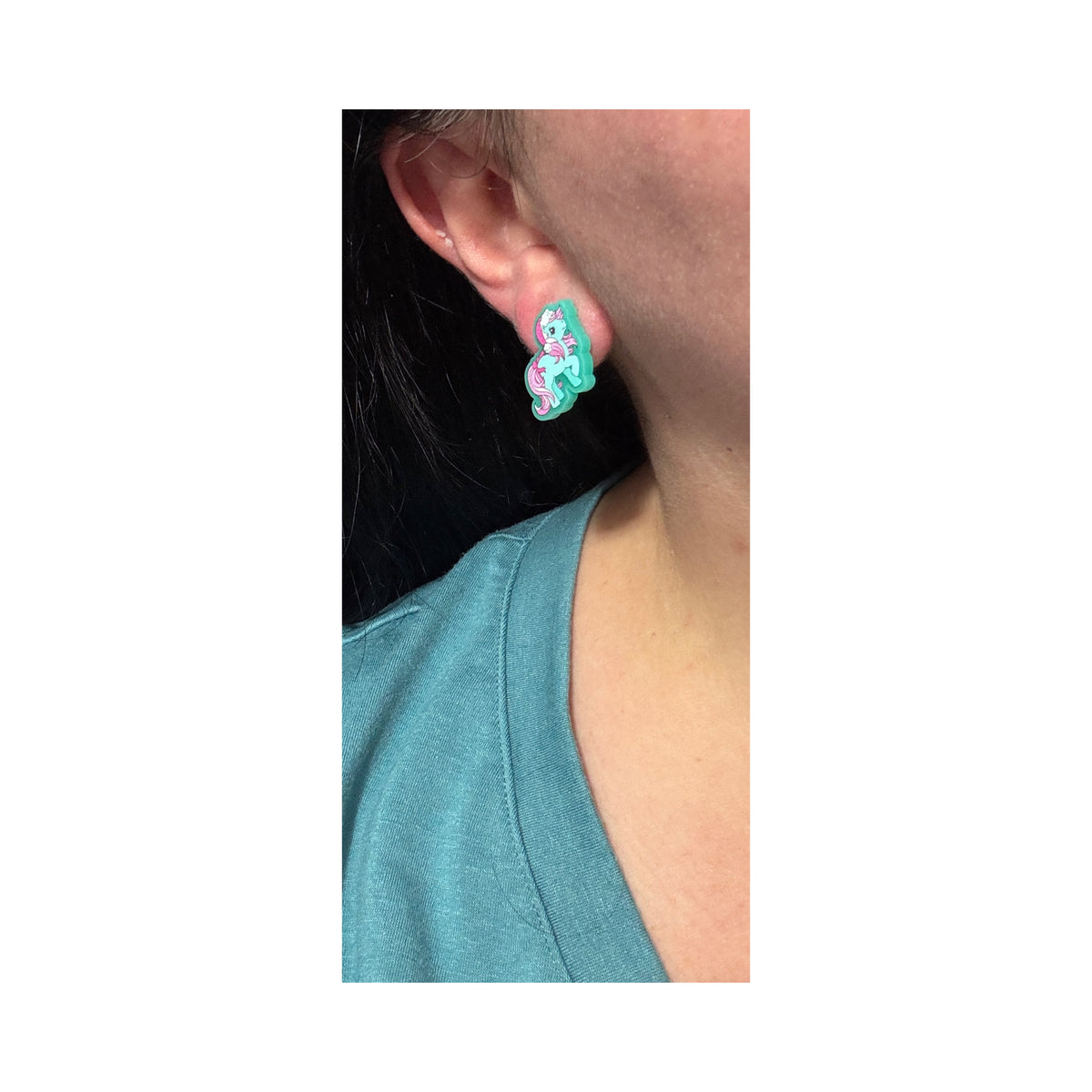 Minty Holiday Pony Post Earrings