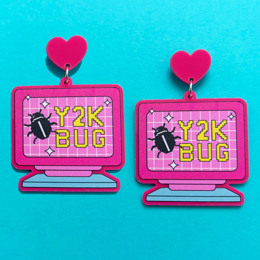 Y2K Bug Computer Drop Earrings