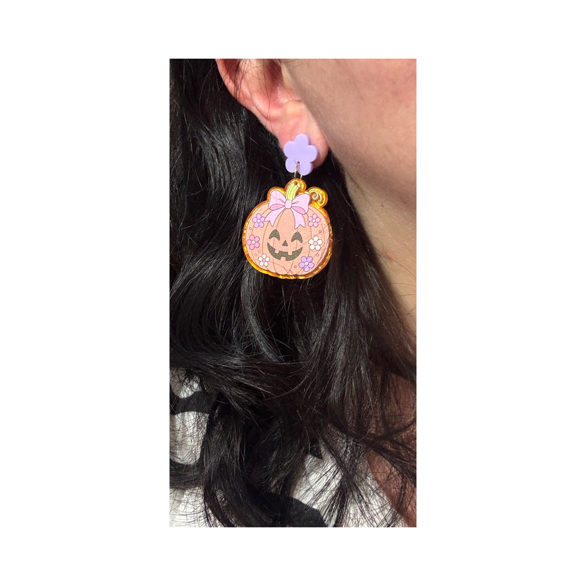 Flower Pumpkin Cutie Drop Earrings