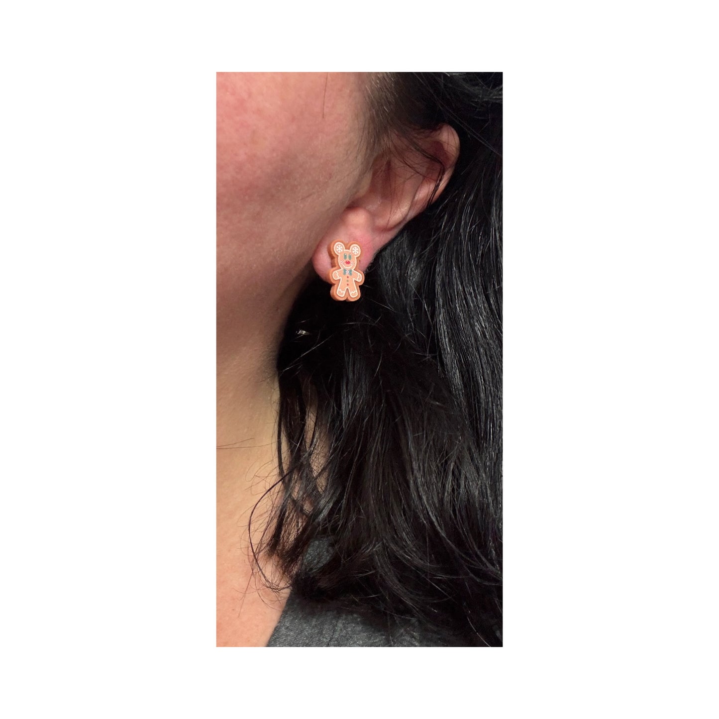 Mouse Couple Peppermint Gingerbread Post Earrings