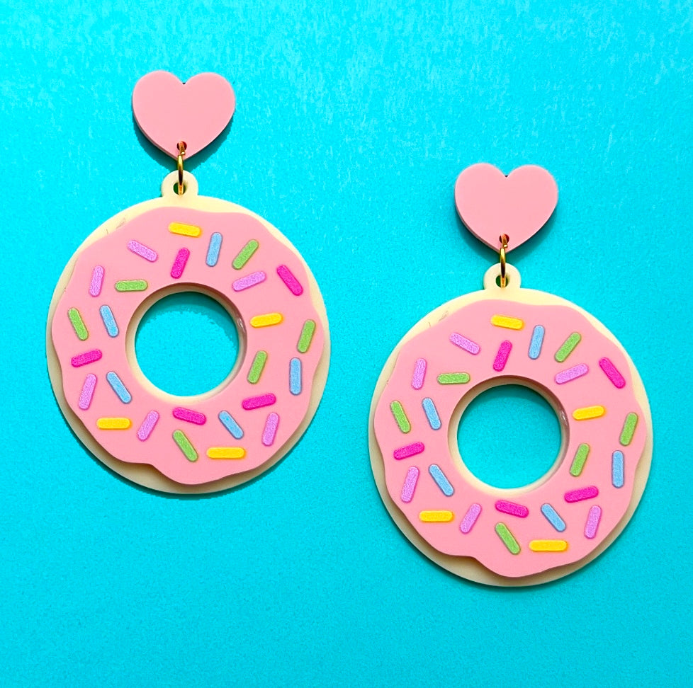 Frosted Donut Drop Earrings