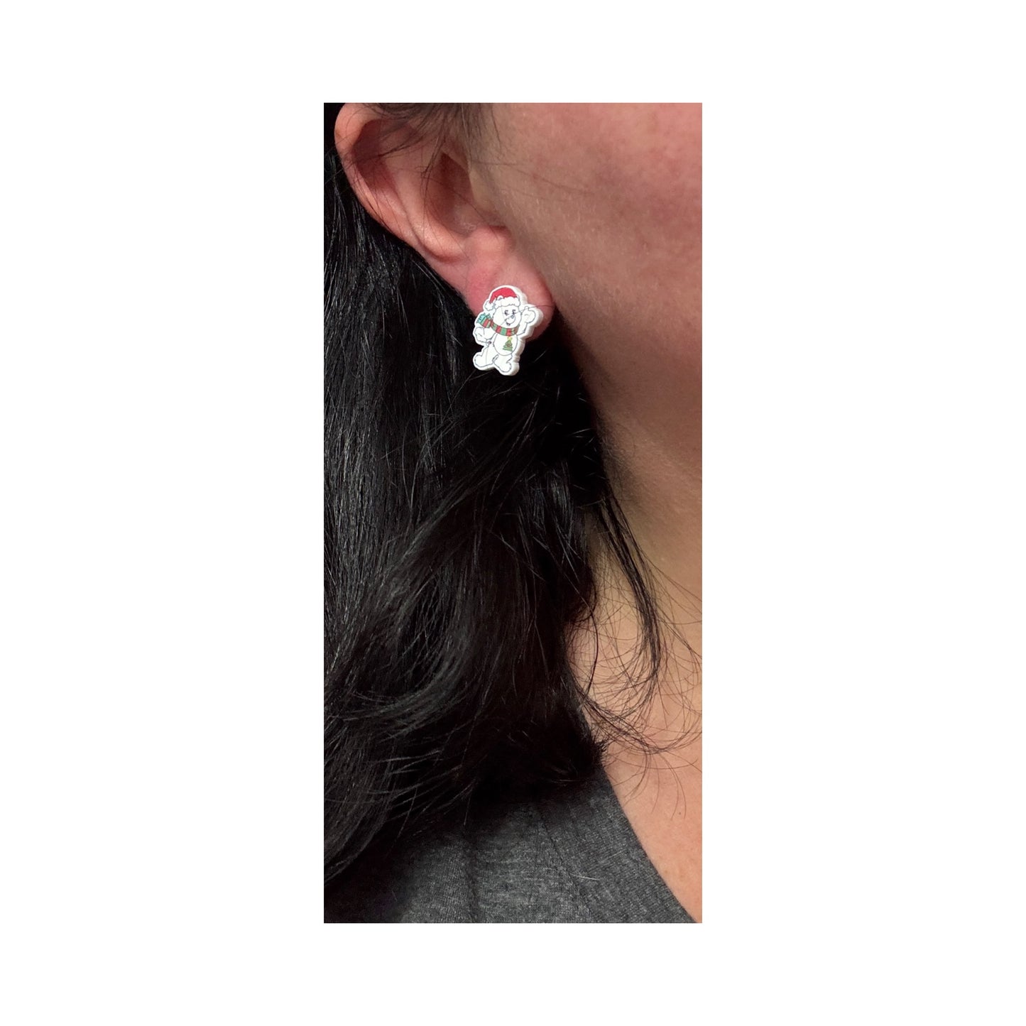 Festive Rainbow Bear Post Earrings