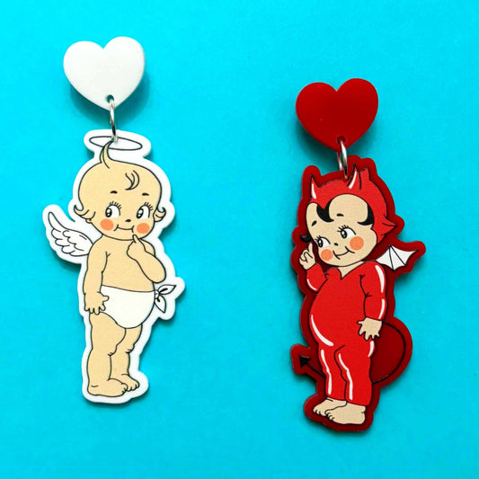 Angel Devil Cutie Doll Drop Earrings