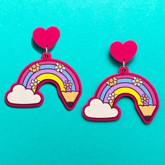 Groovy Pencil Rainbow Drop Earrings