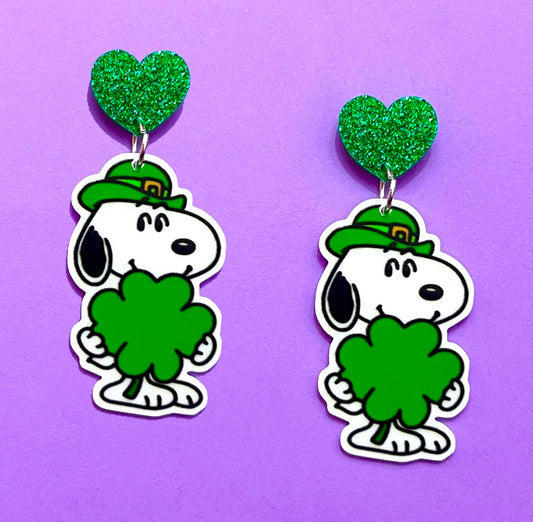 Leprechaun Snoopy Drop Earrings