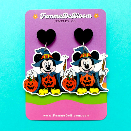 FREE GIFT - Mouse Pumpkin Sorcerer Drop Earrings