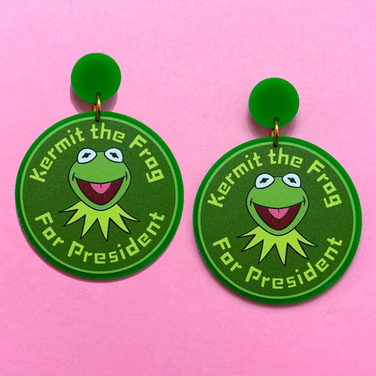 Kermie for President Drop Earrings