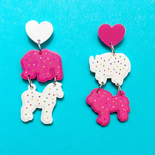 Circus Animal Cookies Tiered Drop Earrings