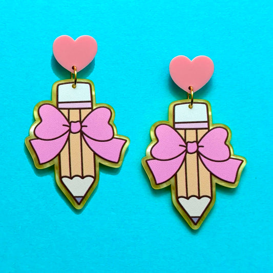 Coquette Bow Pencil Drop Earrings