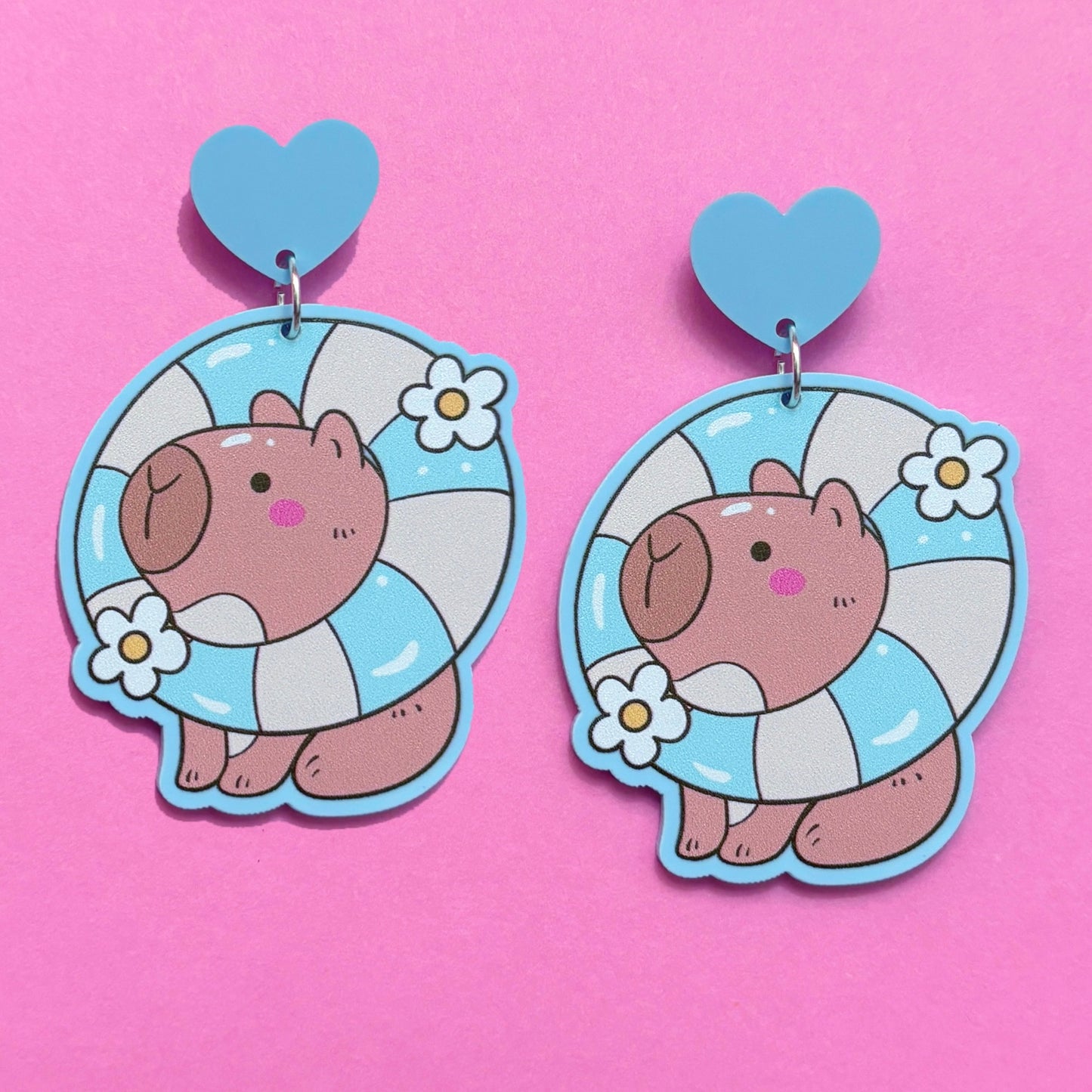 Capybara Pool Cutie Drop Earrings