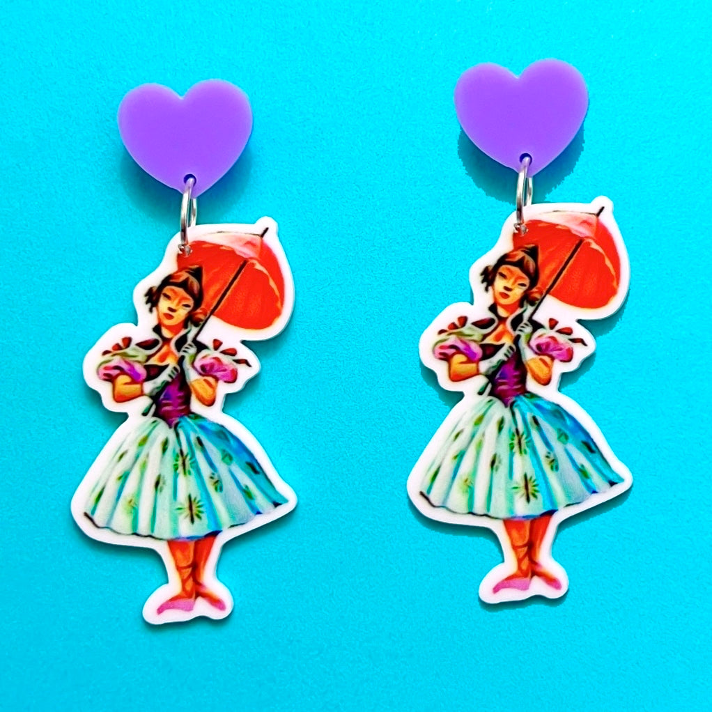 Tightrope Girl Acrylic Drop Earrings