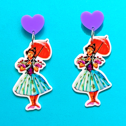 Tightrope Girl Acrylic Drop Earrings