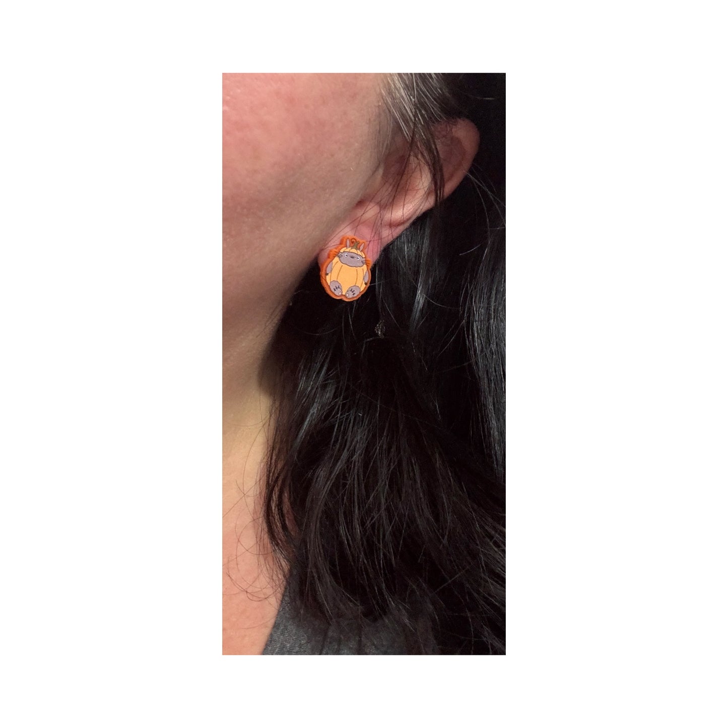 Pumpkin Totoro Post Earrings