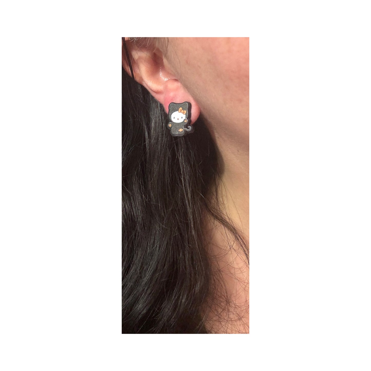 Kawaii Kitty Black Cat Post Earrings