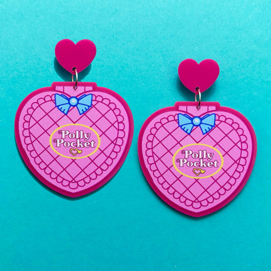 Hot Pink Pocket Doll Drop Earrings