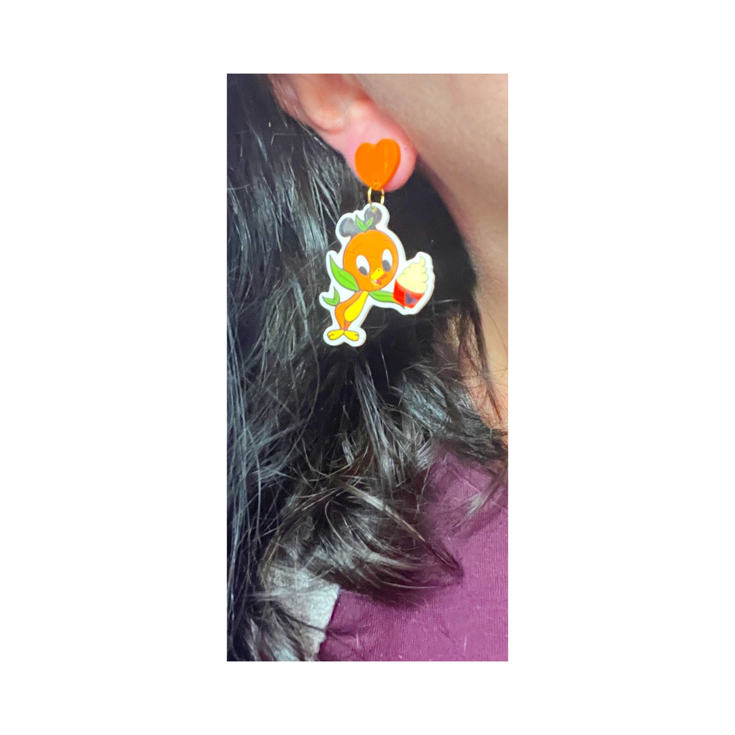 Orange Bird Dole Whip Drop Earrings