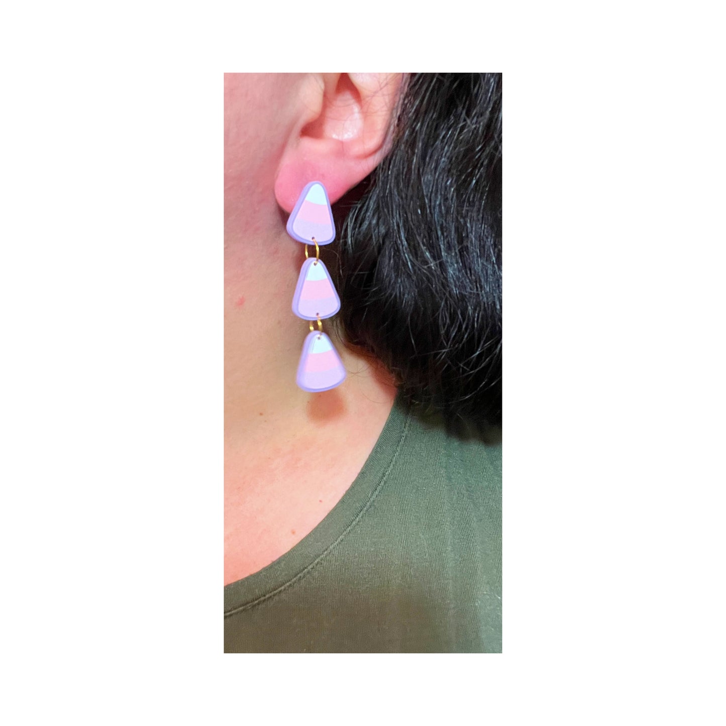 Pastel Candy Corn Tiered Drop Earrings