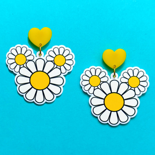 Mouse Daisy Acrylic Drop Earrings
