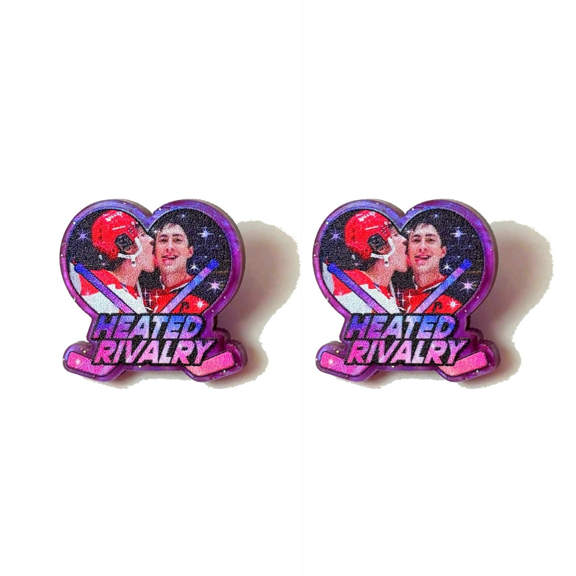 Heated Rivalry Purple Heart Post Earrings