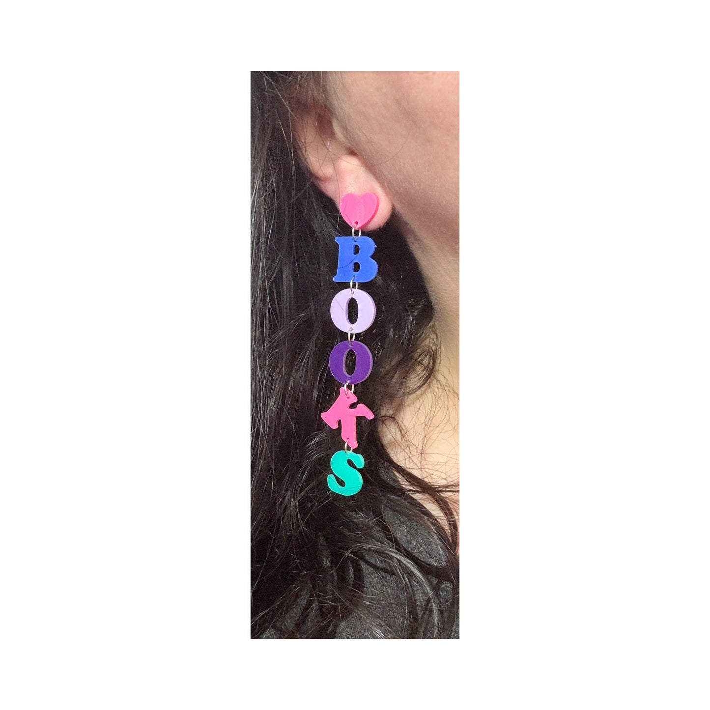 Read Books Rainbow Tiered Acrylic Drop Earrings