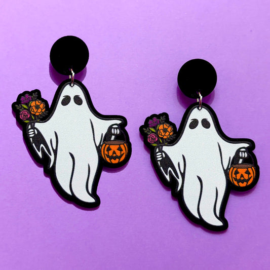 Flower Ghost Bouquet Drop Earrings