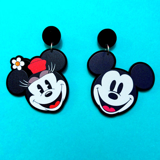 Vintage Mouse Couple Drop Earrings