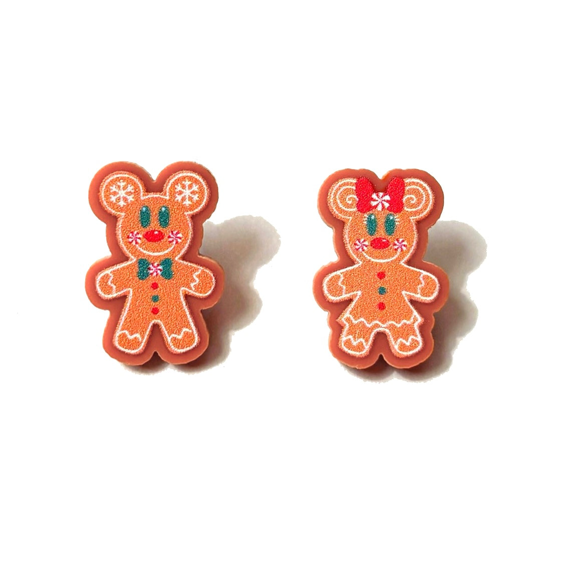 Mouse Couple Peppermint Gingerbread Post Earrings