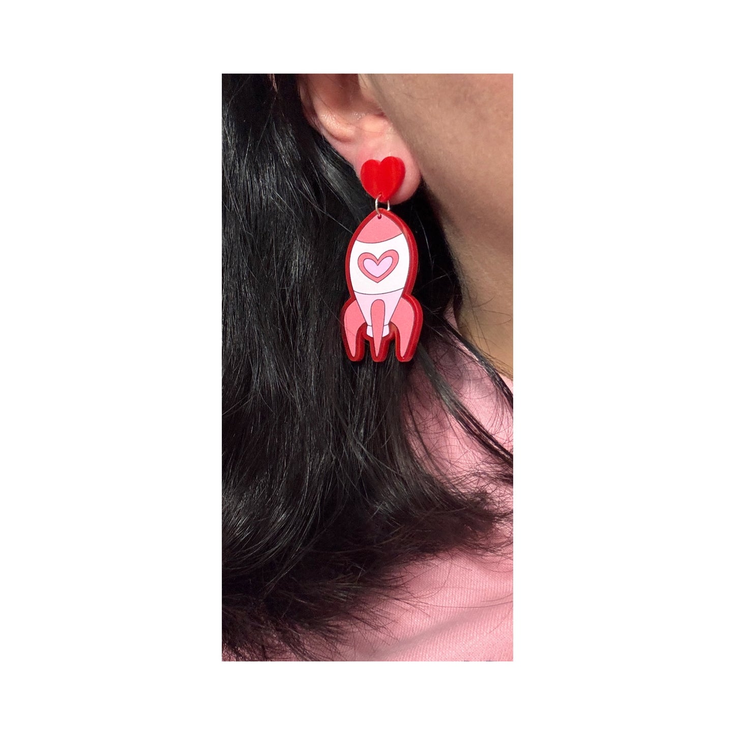 Retro Sweetheart Spaceship Drop Earrings