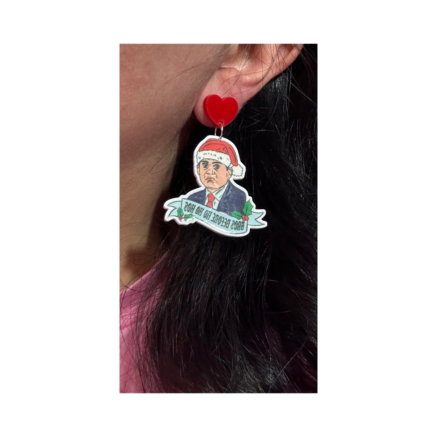 Santa Hat Michael Scott Drop Earrings