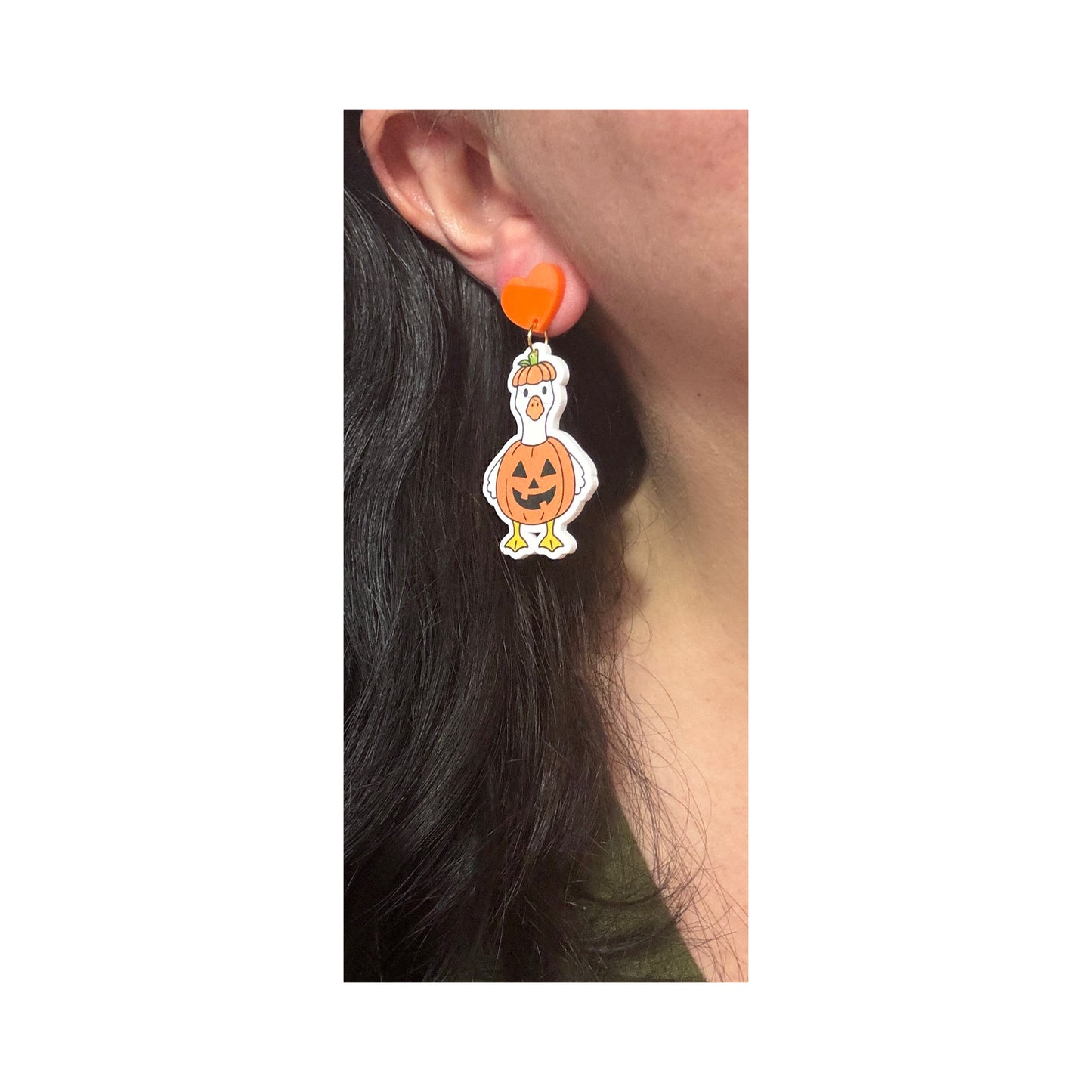Pumpkin Silly Goose Drop Earrings