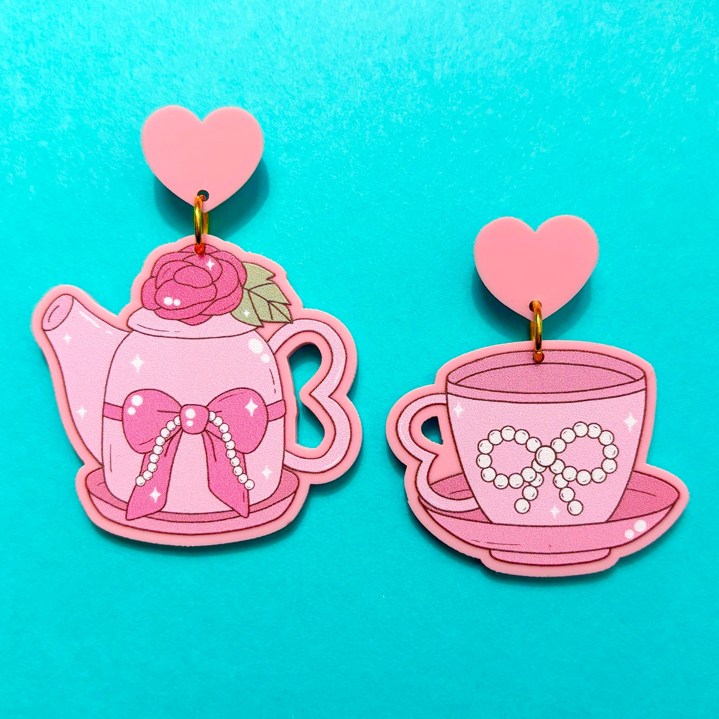 Sweetheart Tea Set Drop Earrings