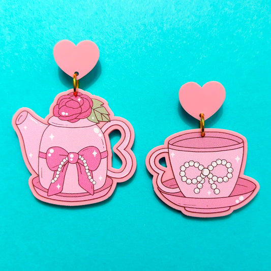 Sweetheart Tea Set Drop Earrings