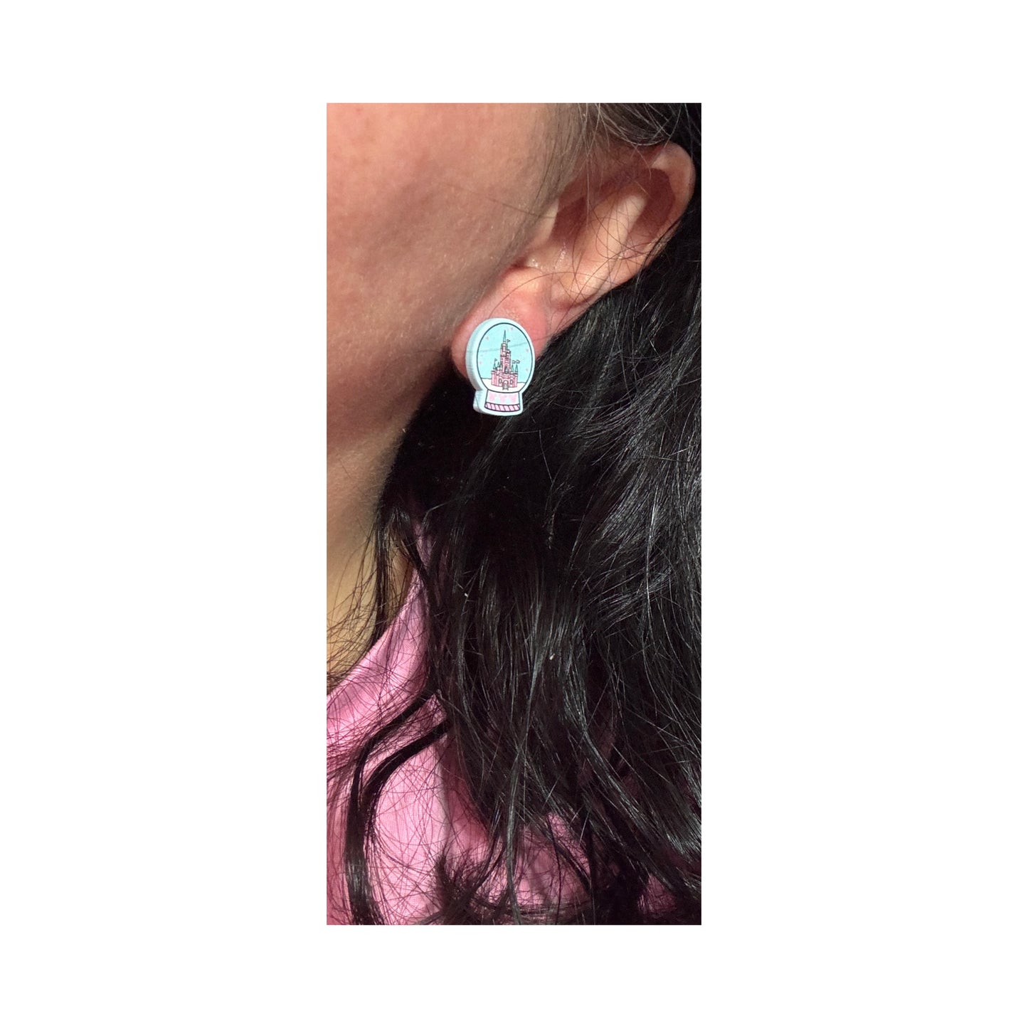Castle Snow Globe Post Earrings