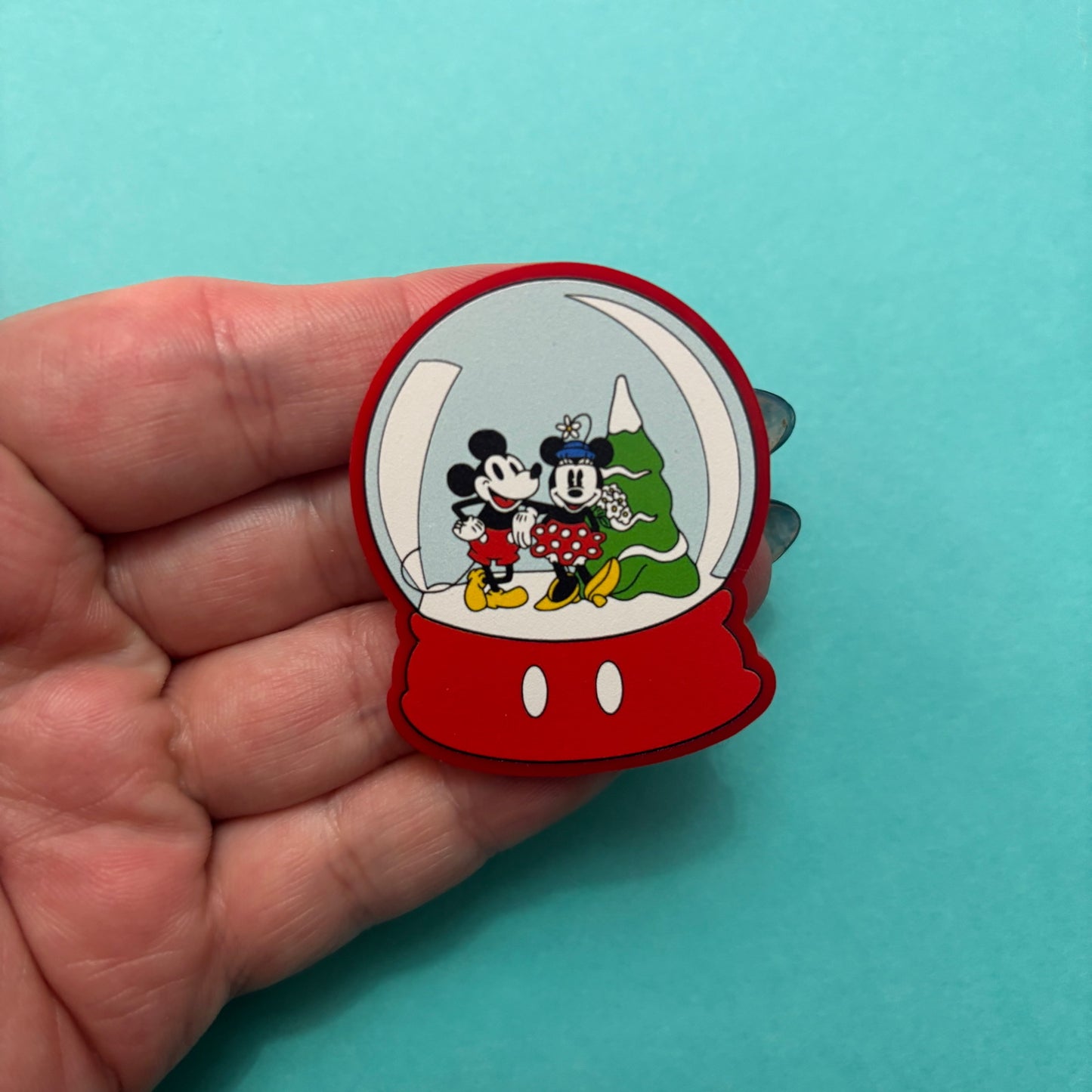 Mouse Couple Snow Globe Pin