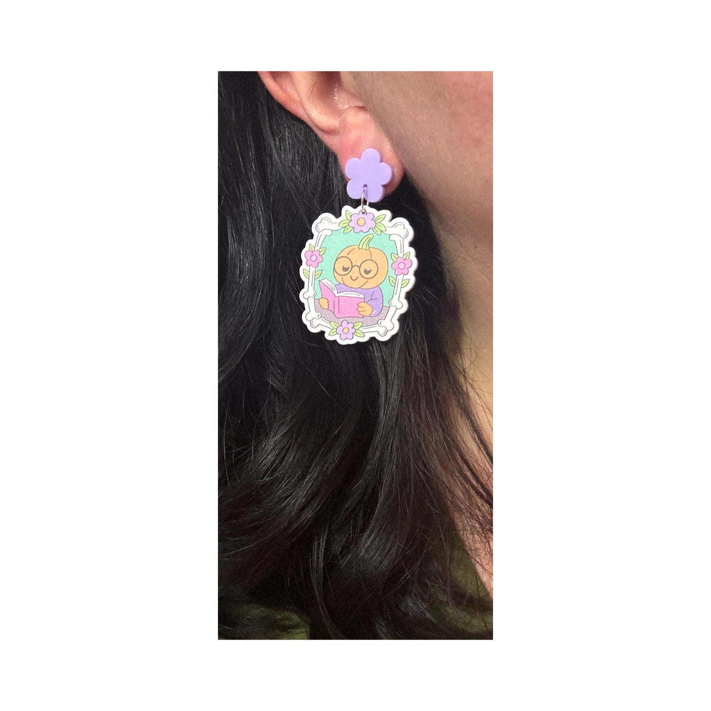 Bookish Pumpkin Frame Drop Earrings
