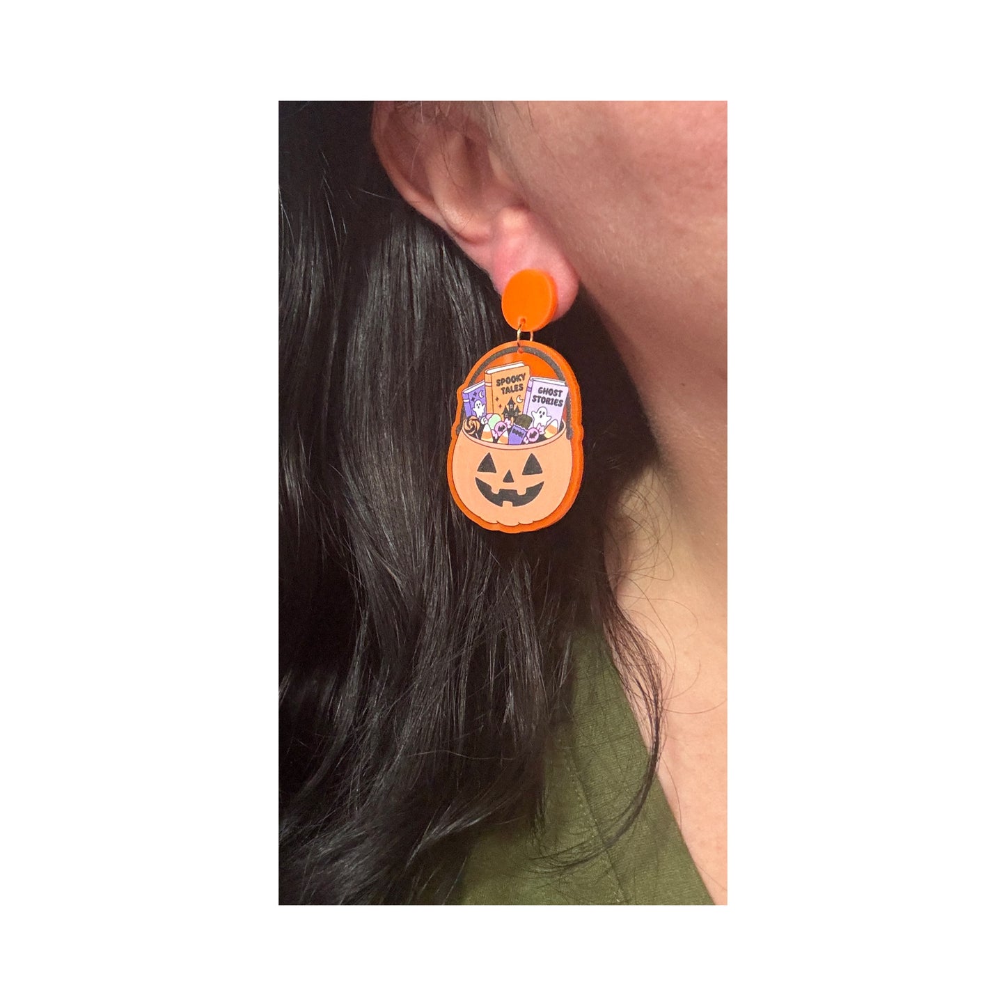 Bookish Pumpkin Bucket Drop Earrings